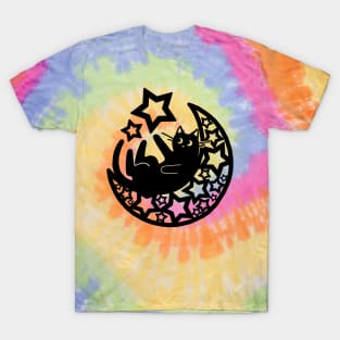 Starry Lunar Cat in the Moon T-Shirt